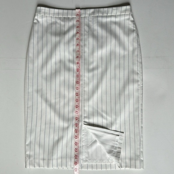 Ann Taylor white pinstripe front slit pencil skirt women’s 8 - Picture 6 of 10